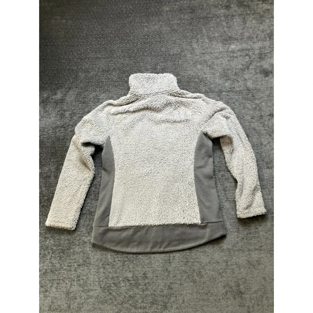 The North Face Furry Fleece Jacket Women Medium Gray Teddy Soft Mock Neck Zip Up